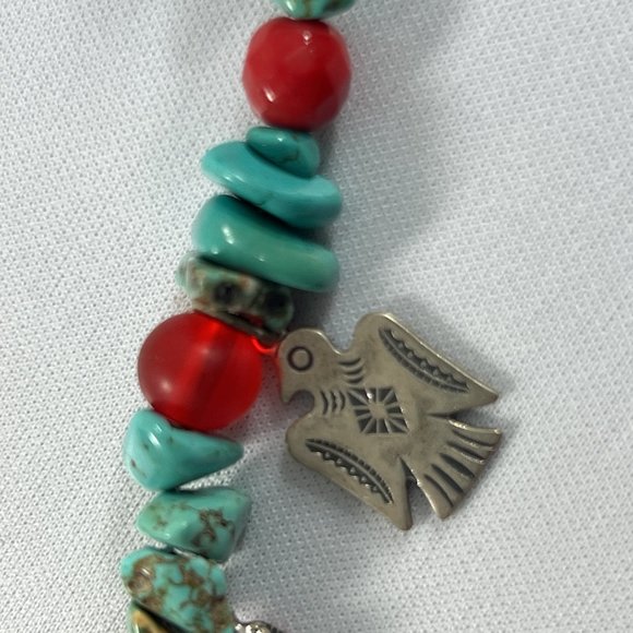 Southwestern Native American Style Necklace Chip Faux Turquoise Charms - Picture 6 of 10